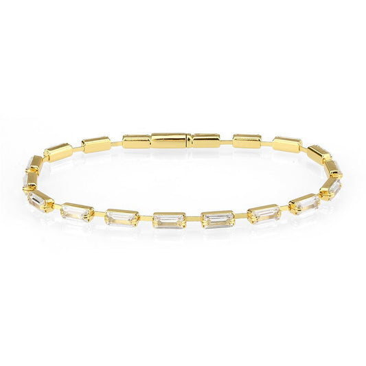 3W1713 - Gold Brass Bracelet with AAA Grade CZ in Clear-0
