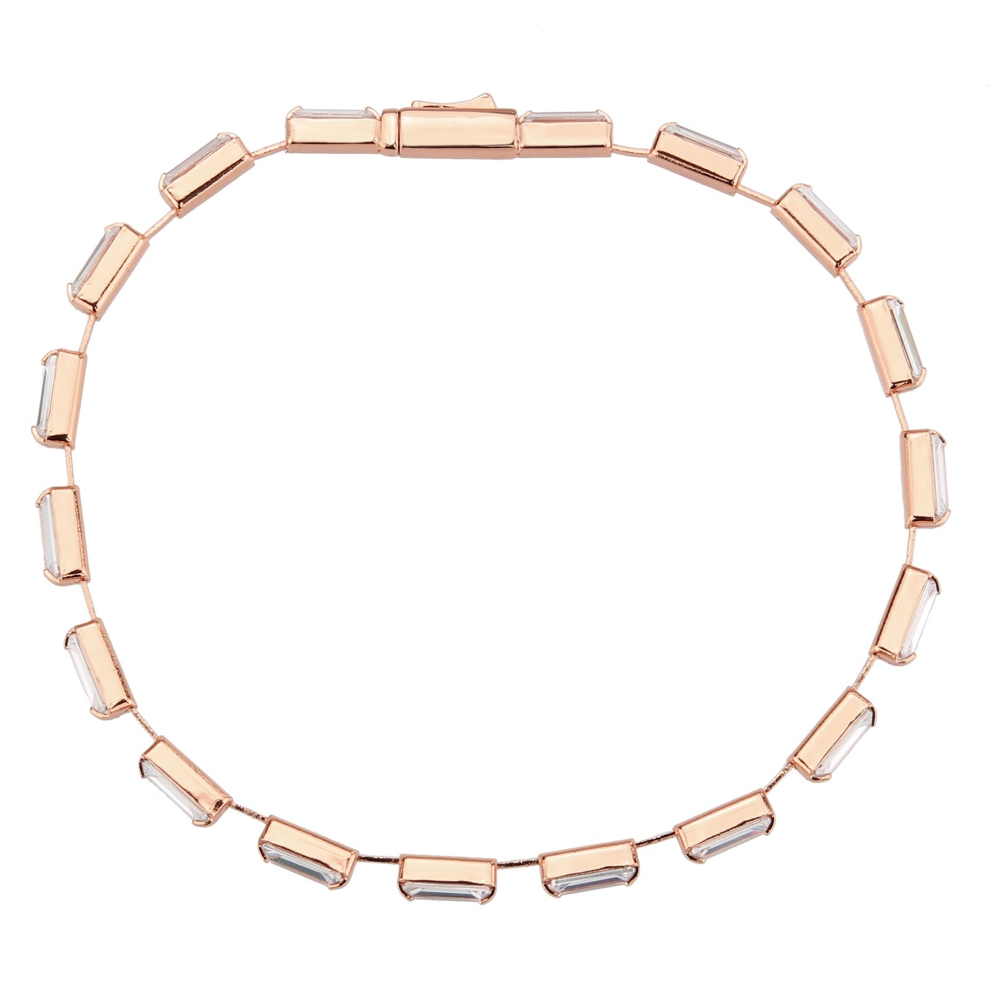 3W1714 - Rose Gold Brass Bracelet with AAA Grade CZ in Clear-4