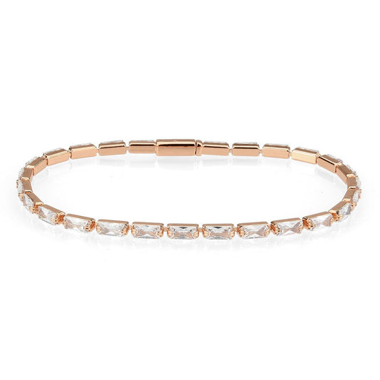 3W1717 - Rose Gold Brass Bracelet with AAA Grade CZ in Clear-0