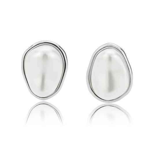 3W1732 - Imitation Rhodium Brass Earring with Synthetic in White-0