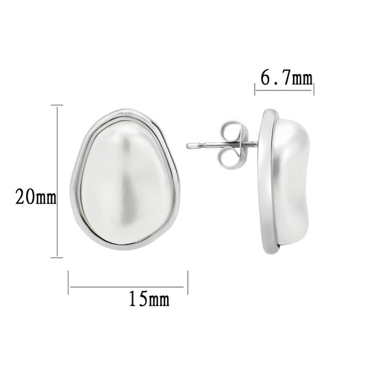 3W1732 - Imitation Rhodium Brass Earring with Synthetic in White-1