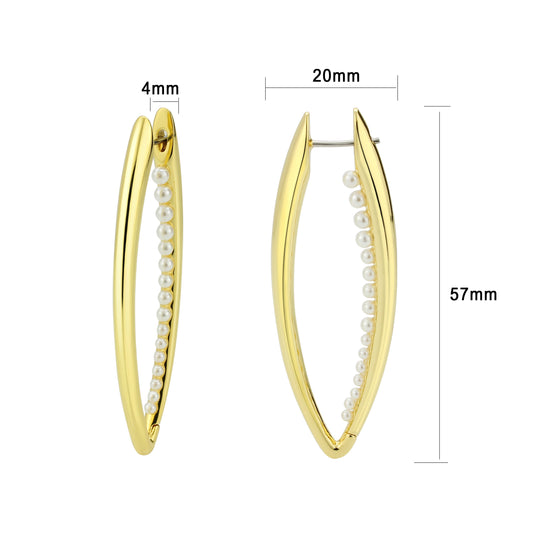 3W1734G - Flash Gold Brass Earring with Synthetic in White-1