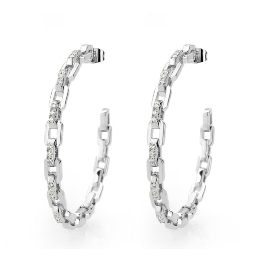 3W1735 - Imitation Rhodium Brass Earring with AAA Grade CZ in Clear-0