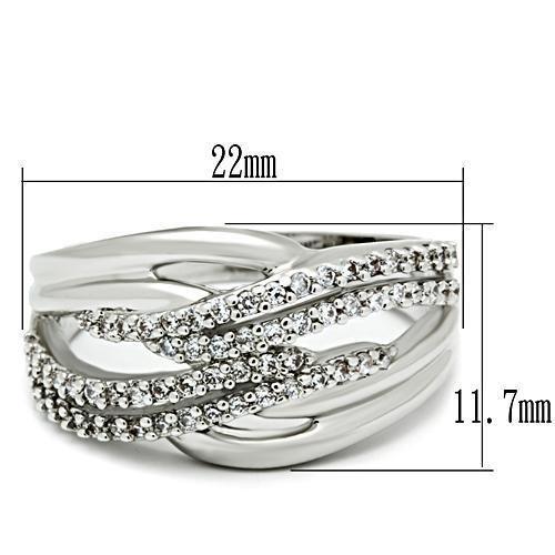 3W174 - Rhodium Brass Ring with AAA Grade CZ in Clear-1