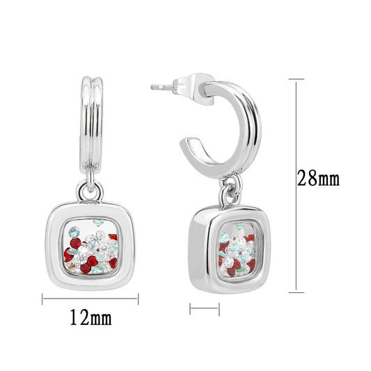 3W1756 - Imitation Rhodium Brass Earring with AAA Grade CZ in MultiColor-0