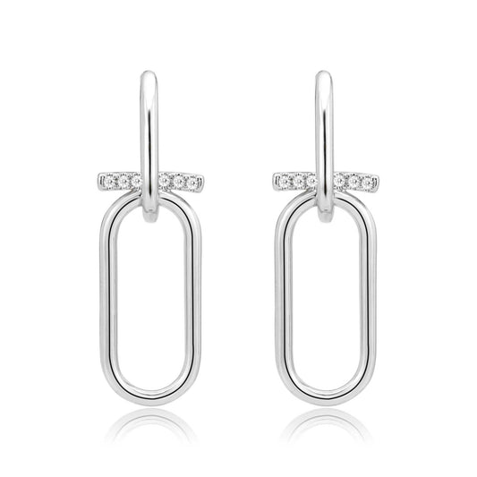 3W1763 - Imitation Rhodium Brass Earring with AAA Grade CZ in Clear-0