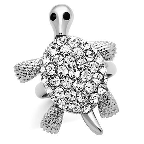 3W178 - Rhodium Brass Ring with Top Grade Crystal in Jet-0