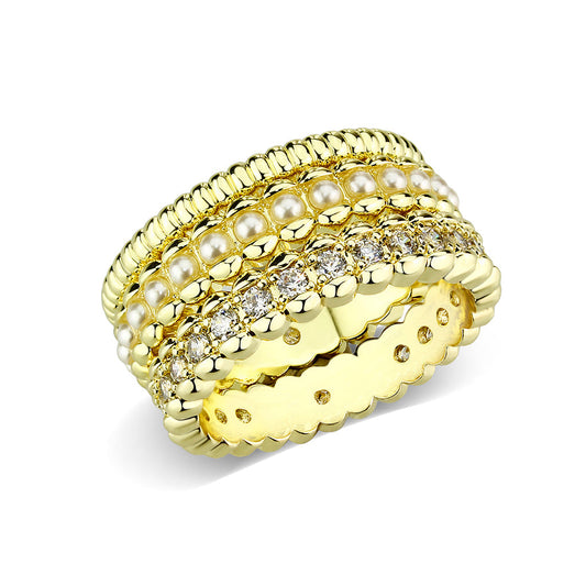 3W1798 - Flash Gold Brass Ring with AAA Grade CZ In Clear-0