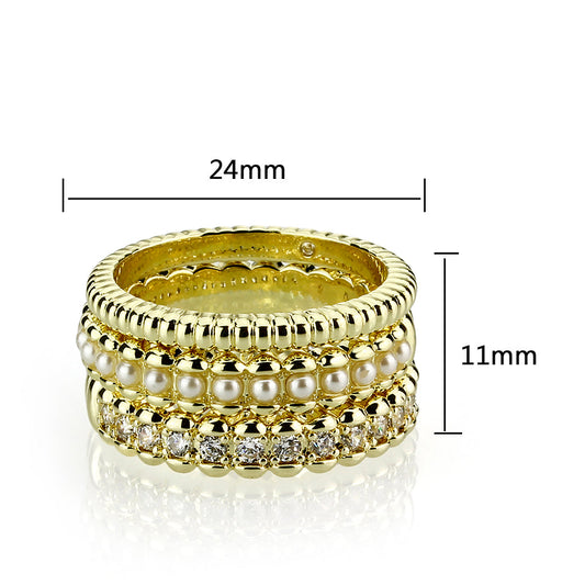 3W1798 - Flash Gold Brass Ring with AAA Grade CZ In Clear-1