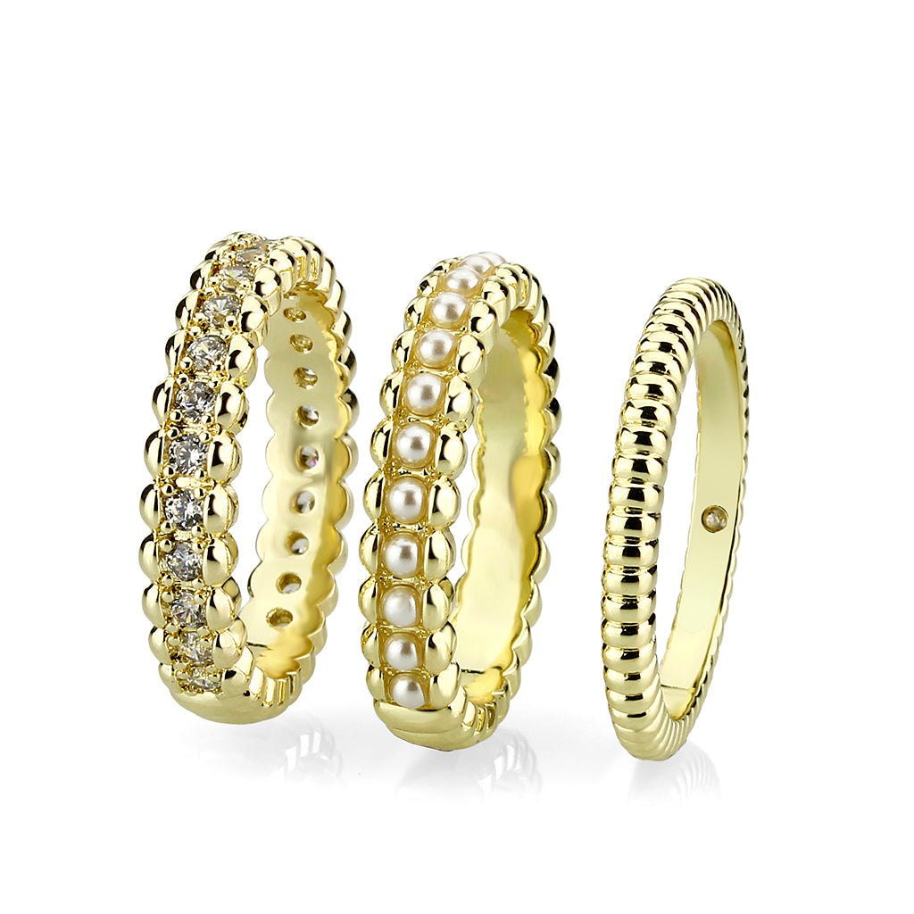 3W1798 - Flash Gold Brass Ring with AAA Grade CZ In Clear-3