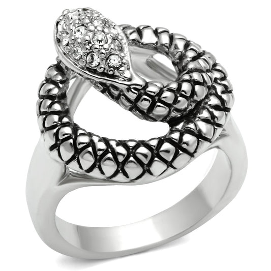 3W183 - Rhodium Brass Ring with Top Grade Crystal in Clear-0