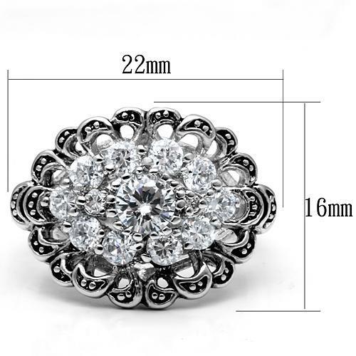 3W184 - Rhodium Brass Ring with AAA Grade CZ in Clear-1