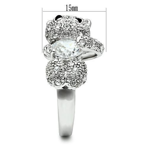3W187 - Rhodium Brass Ring with AAA Grade CZ in Clear-4