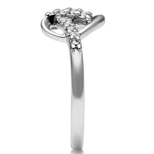 3W190 - Rhodium Brass Ring with AAA Grade CZ in Clear-3