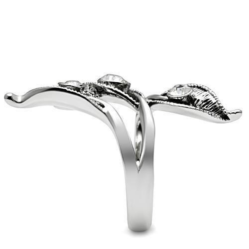 3W193 - Rhodium Brass Ring with Top Grade Crystal in Clear-3