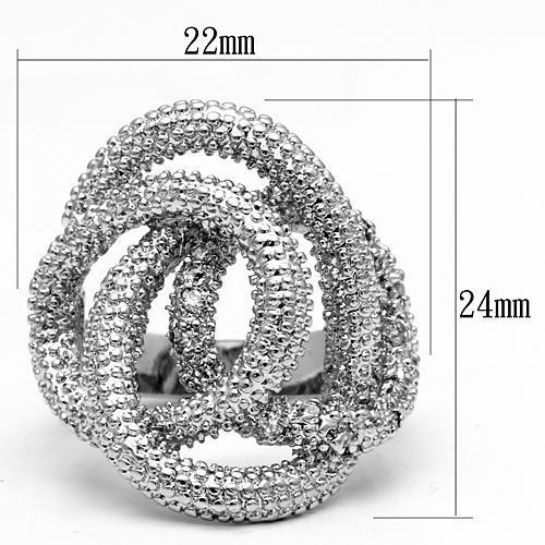 3W196 - Rhodium Brass Ring with AAA Grade CZ in Clear-1