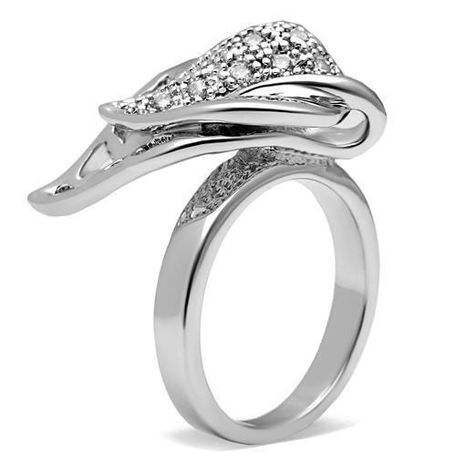 3W200 - Rhodium Brass Ring with AAA Grade CZ in Clear-4