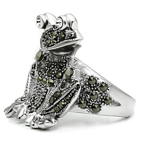 3W205 - Rhodium Brass Ring with Top Grade Crystal in Clear-3