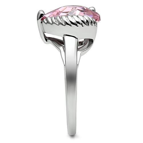3W206 - Rhodium Brass Ring with AAA Grade CZ in Rose-4