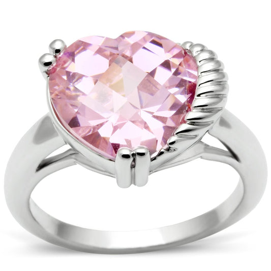 3W206 - Rhodium Brass Ring with AAA Grade CZ in Rose-0