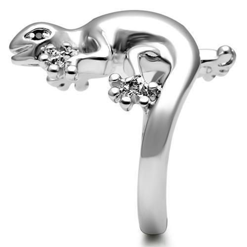 3W207 - Rhodium Brass Ring with AAA Grade CZ in Black Diamond-3