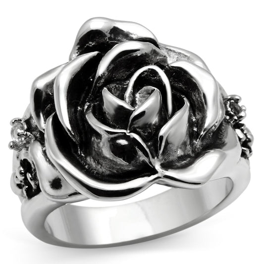 3W210 - Rhodium Brass Ring with AAA Grade CZ in Clear-0