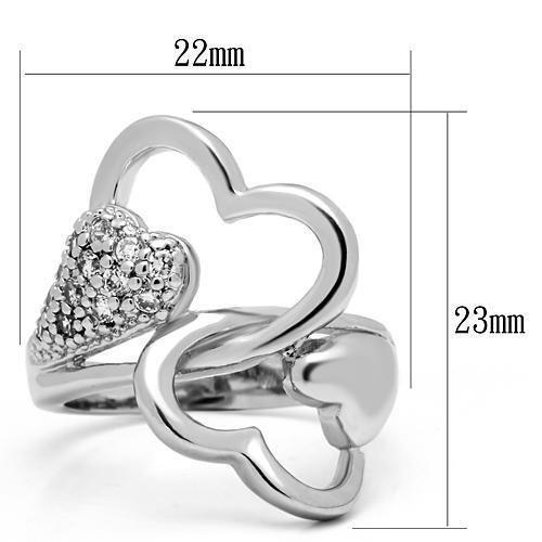 3W213 - Rhodium Brass Ring with AAA Grade CZ in Clear-1