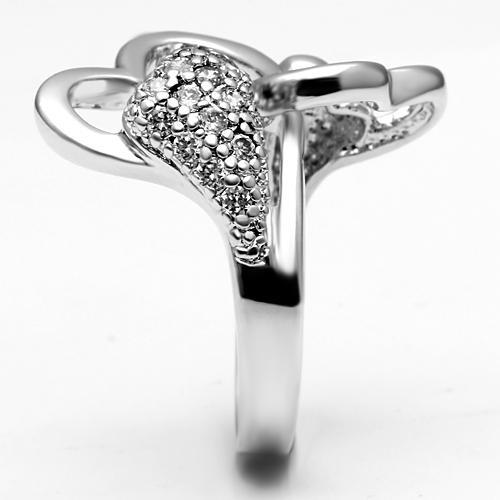 3W213 - Rhodium Brass Ring with AAA Grade CZ in Clear-3
