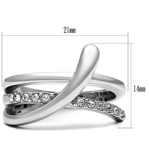 3W216 - Rhodium Brass Ring with Top Grade Crystal in Clear-1