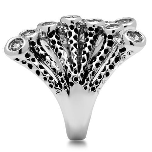 3W218 - Rhodium Brass Ring with AAA Grade CZ in Clear-3