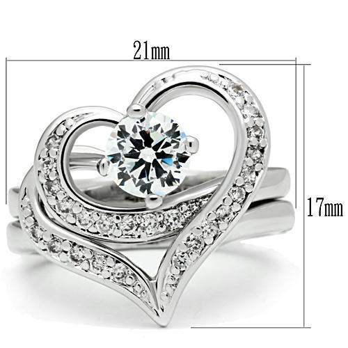 3W220 - Rhodium Brass Ring with AAA Grade CZ in Clear-1