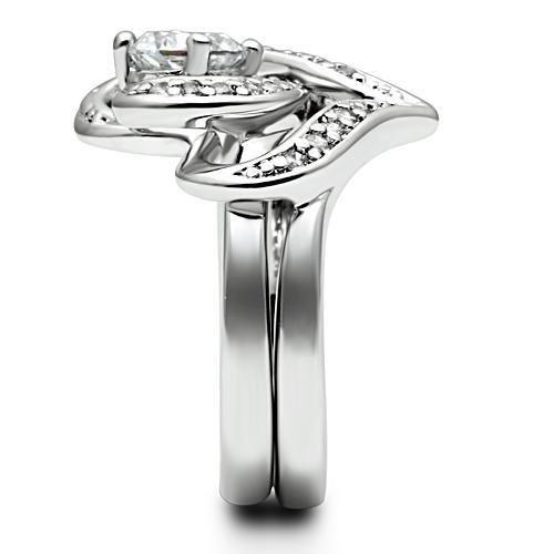 3W220 - Rhodium Brass Ring with AAA Grade CZ in Clear-4