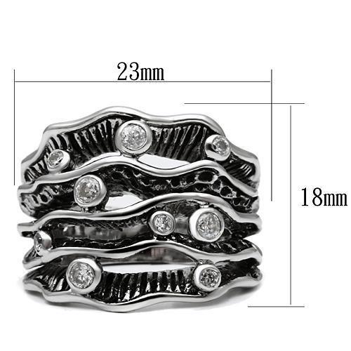3W221 - Rhodium Brass Ring with AAA Grade CZ in Clear-1