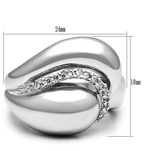 3W227 - Rhodium Brass Ring with AAA Grade CZ in Clear-1