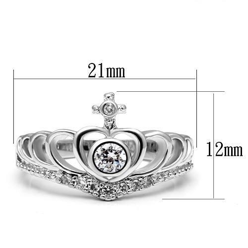 3W229 - Rhodium Brass Ring with AAA Grade CZ in Clear-1