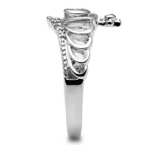 3W229 - Rhodium Brass Ring with AAA Grade CZ in Clear-3