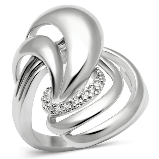 3W237 - Rhodium Brass Ring with AAA Grade CZ in Clear-0