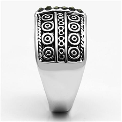 3W239 - Rhodium Brass Ring with Semi-Precious Marcasite in Black Diamond-3