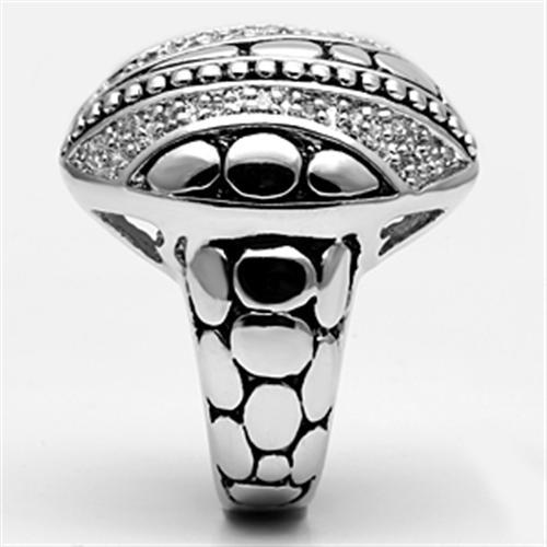 3W244 - Rhodium Brass Ring with AAA Grade CZ in Clear-3