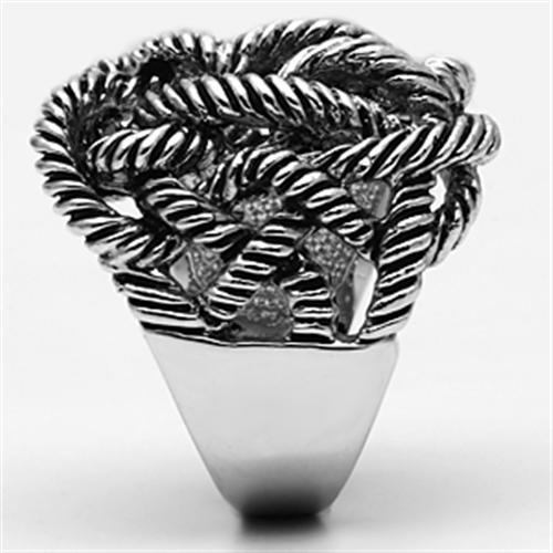 3W257 - Rhodium Brass Ring with No Stone-3