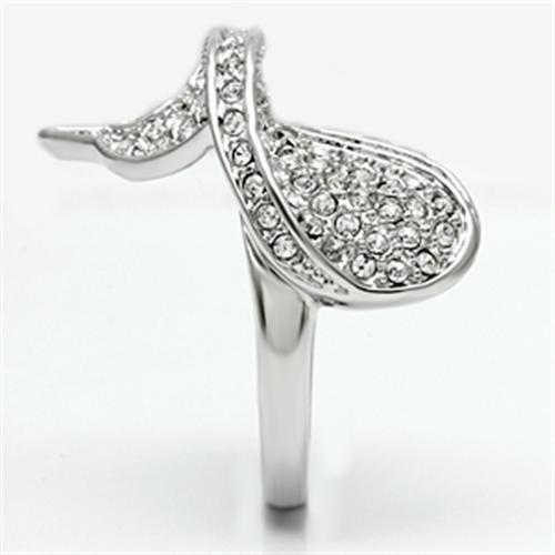 3W260 - Rhodium Brass Ring with Top Grade Crystal in Clear-3