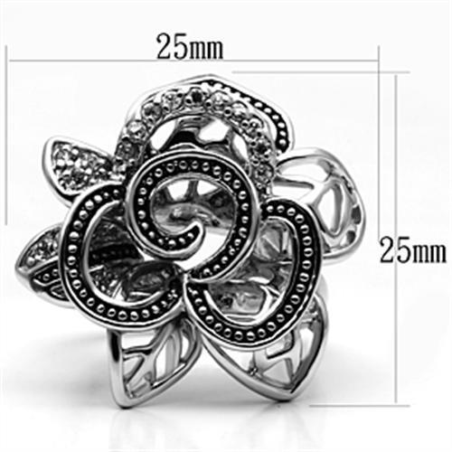 3W261 - Rhodium Brass Ring with AAA Grade CZ in Clear-1