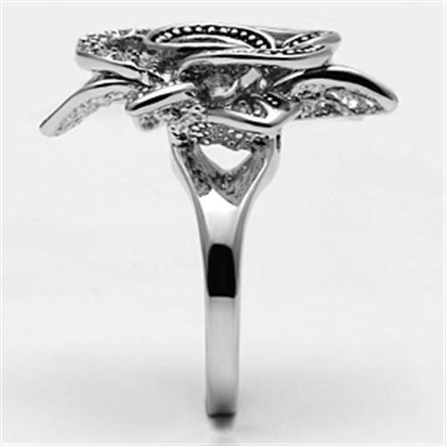 3W261 - Rhodium Brass Ring with AAA Grade CZ in Clear-3