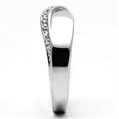 3W264 - Rhodium Brass Ring with Top Grade Crystal in Clear-3