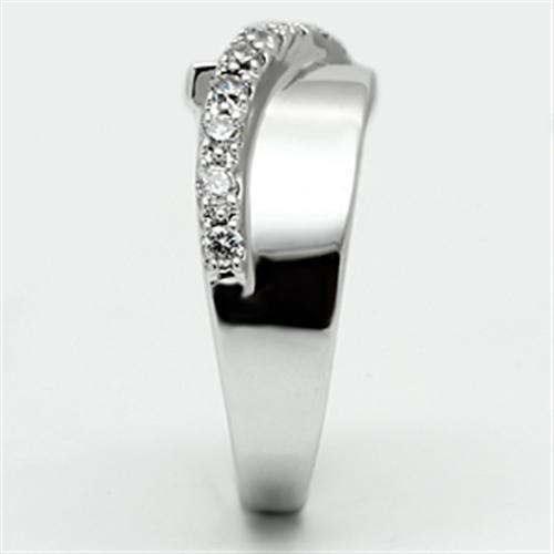 3W267 - Rhodium Brass Ring with AAA Grade CZ in Clear-3