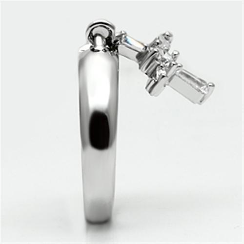 3W283 - Rhodium Brass Ring with AAA Grade CZ in Clear-3