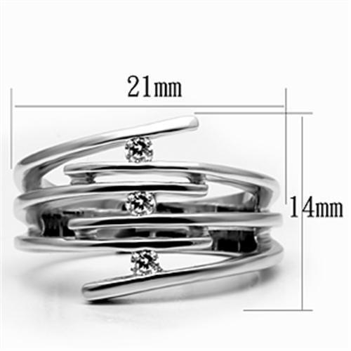 3W285 - Rhodium Brass Ring with AAA Grade CZ in Clear-1