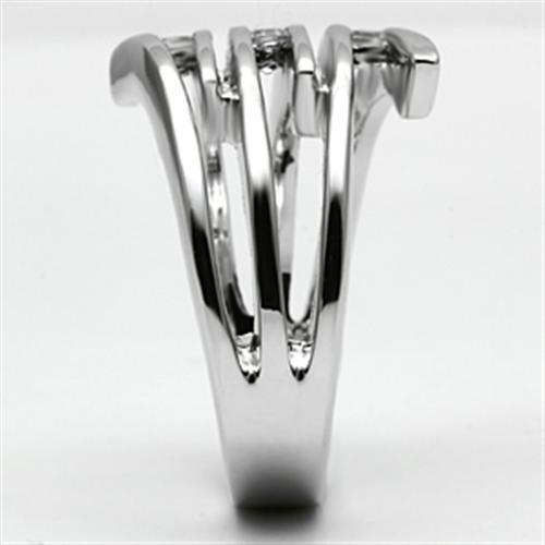 3W285 - Rhodium Brass Ring with AAA Grade CZ in Clear-3