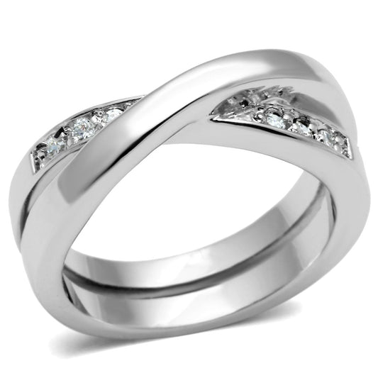 3W287 - Rhodium Brass Ring with AAA Grade CZ in Clear-0