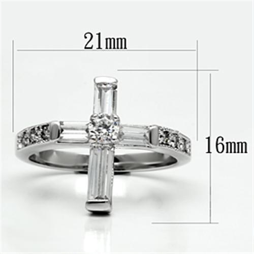 3W288 - Rhodium Brass Ring with AAA Grade CZ in Clear-1
